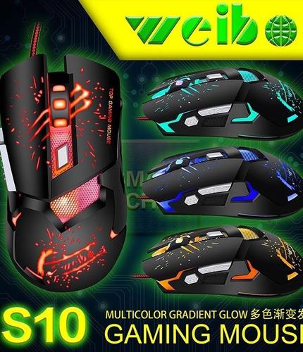 Mouse Gamer Usb Weibo S10 Gaming 6 Botones Rgb 3200dpi 6d